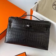 MINI KELLY POCHETTE MATTE NILOTICUS CK89 BLACK BLACK BUCKLE 22CM FULL HANDMADE