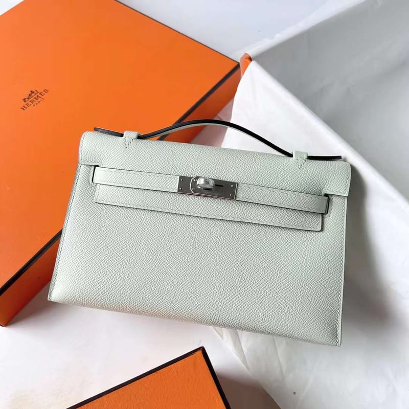 Kelly Pochette Epsom 0s Light Green Silver Hardware Phw 22cm Full Handmade
