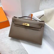 MINI KELLY POCHETTE EPSOM CK18 ETOUPE GREY GOLD HARDWARE GHW 22CM FULL HANDMADE