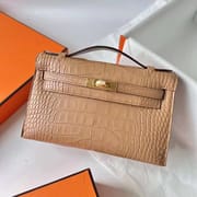 MINI KELLY POCHETTE MATTE ALLIGATOR 0M KAHAKI CHAI GOLD HARDWARE GHW 22CM FULL HANDMADE