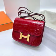 CONSTANCE SHINY ALLIGATOR CROCODILE CK95 FERRARI RED GOLD HARDWARE GHW 18CM FULL HANDMADE