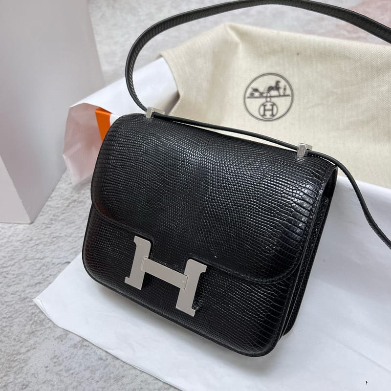 CONSTANCE LIZARD CK89 BLACK SILVER HARDWARE PHW 18CM FULL HANDMADE