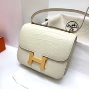 CONSTANCE MATTE ALLIGATOR 8L CREAMY WHITE GOLD HARDWARE GHW 18CM FULL HANDMADE