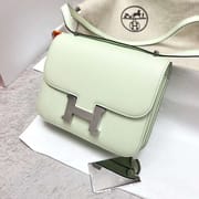 CONSTANCE EPSOM 0S LIGHT GREEN SILVER HARDWARE PHW 18CM FULL HANDMADE