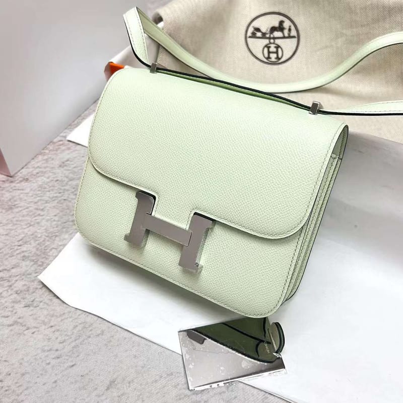 Constance 18cm Epsom 0s Light Green Silver Hardware Phw Full Handmade