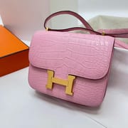 CONSTANCE MATTE ALLIGATOR CROCODILE 3Q PINK GOLD HARDWARE GHW 18CM FULL HANDMADE