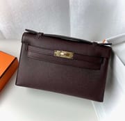 MINI KELLY POCHETTE EPSOM 0G PURPLISH RED GOLD HARDWARE 22CM FULL HANDMADE GHW