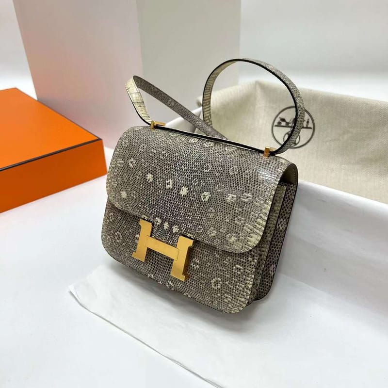 CONSTANCE LIZARD NATURAL COLOR GOLD HARDWARE GHW 18CM FULL HANDMADE