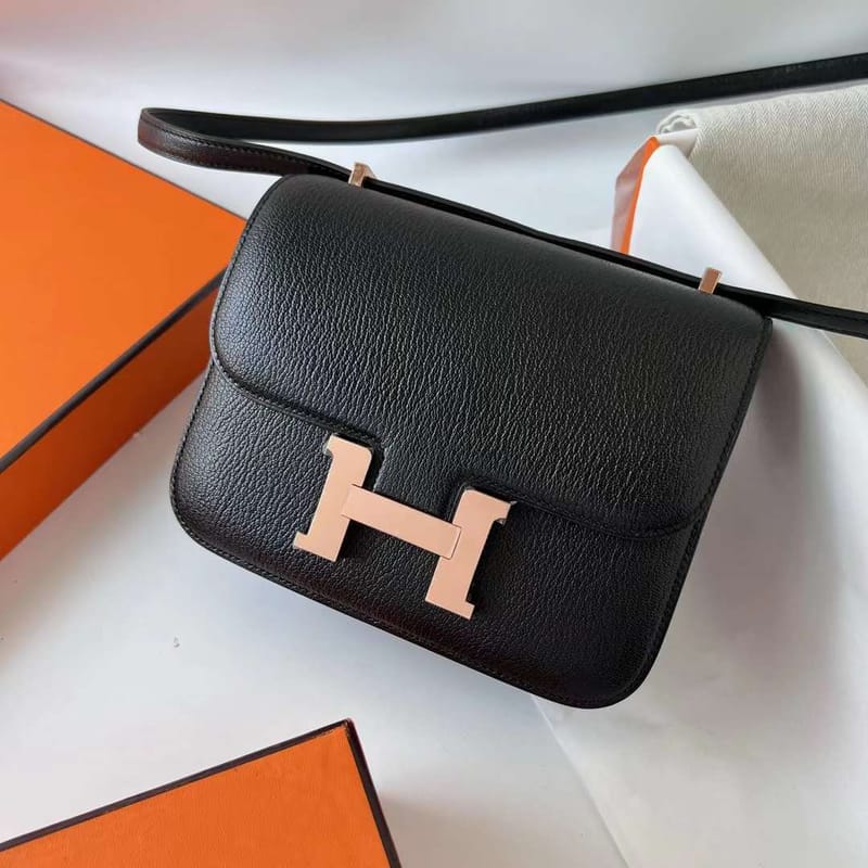 CONSTANCE CHEVRE CK89 BLACK ROSE GOLD HARDWARE GHW 19CM FULL HANDMADE
