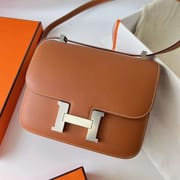 CONSTANCE EPSOM CK37 GOLDEN BROWN SILVER HARDWARE PHW 24CM FULL HANDMADE