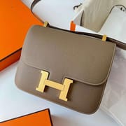 CONSTANCE EPSOM CK18 ETOUPE GREY GOLD HARDWARE GHW 24CM FULL HANDMADE