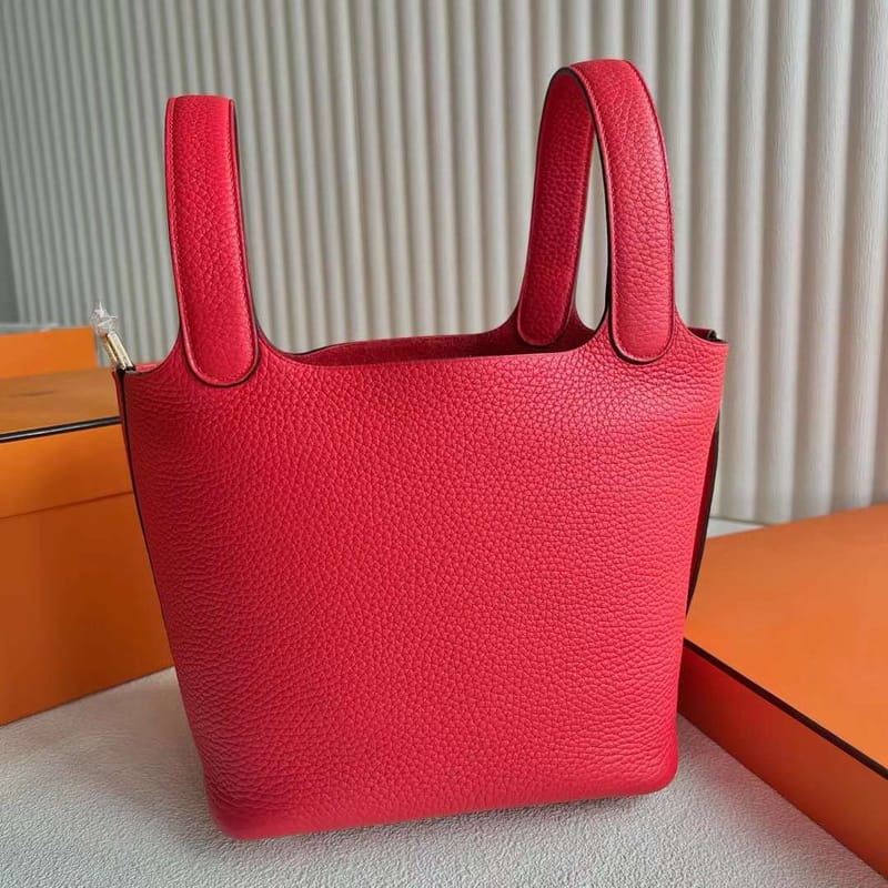 Picotin 18cm Clemence Tc S3 Bright Red Gold Hardware Full Handmade Ghw