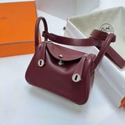 MINI LINDY SWIFT CK55 DARK RED SILVER HARDWARE PHW 19CM FULL HANDMADE