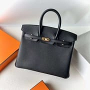 BIRKIN TOGO CK89 BLACK GOLD HARDWARE 25CM FULL HANDMADE GHW