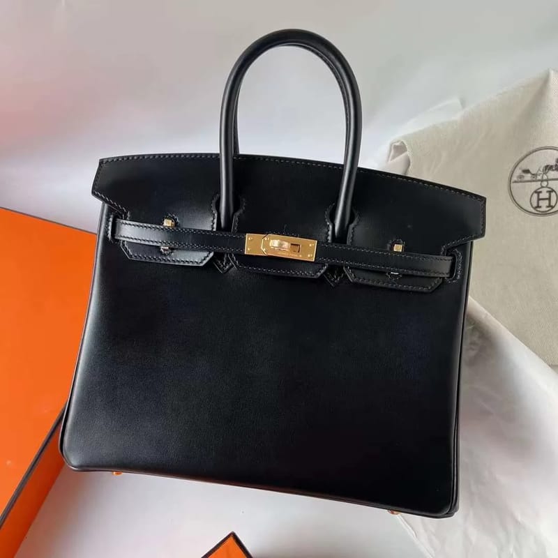 BIRKIN BOXCALF CK89 BLACK GOLD HARDWARE GHW 25CM FULL HANDMADE