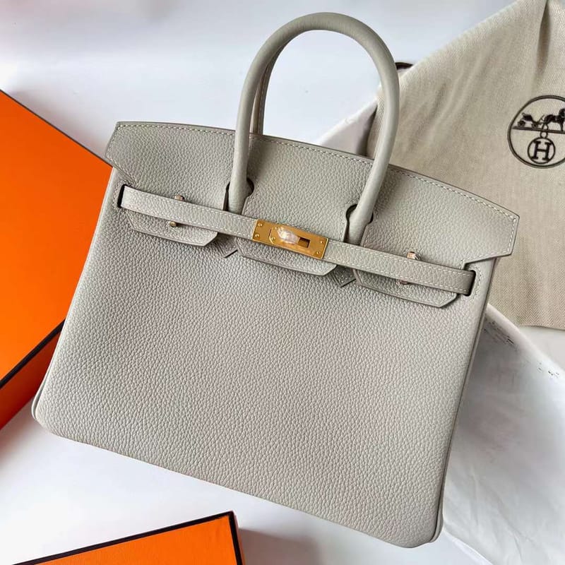 BIRKIN TOGO CK80 PEARL GREY GOLD HARDWARE GHW 25CM FULL HANDMADE