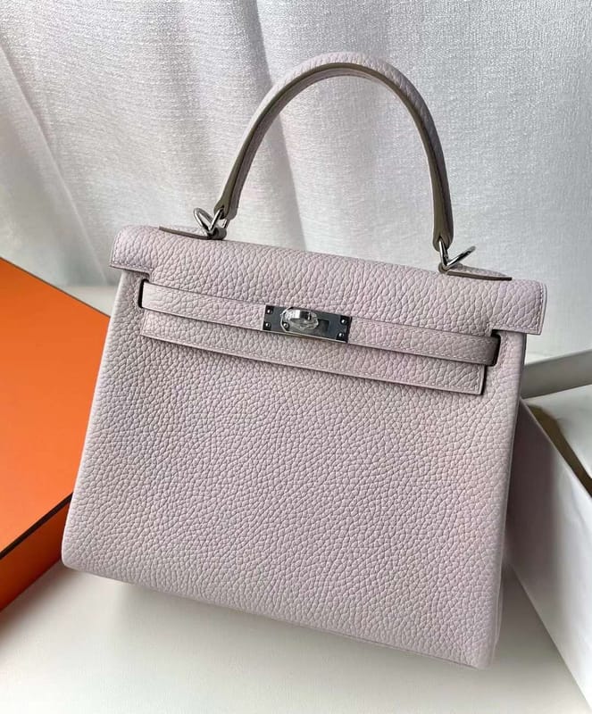 Kelly 25cm Clemence 09 Light Purple Pink Silver Hardware Full Handmade Phw