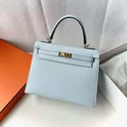 KELLY EPSOM 0T LIGHT BLUE GOLD HARDWARE 25CM FULL HANDMADE GHW