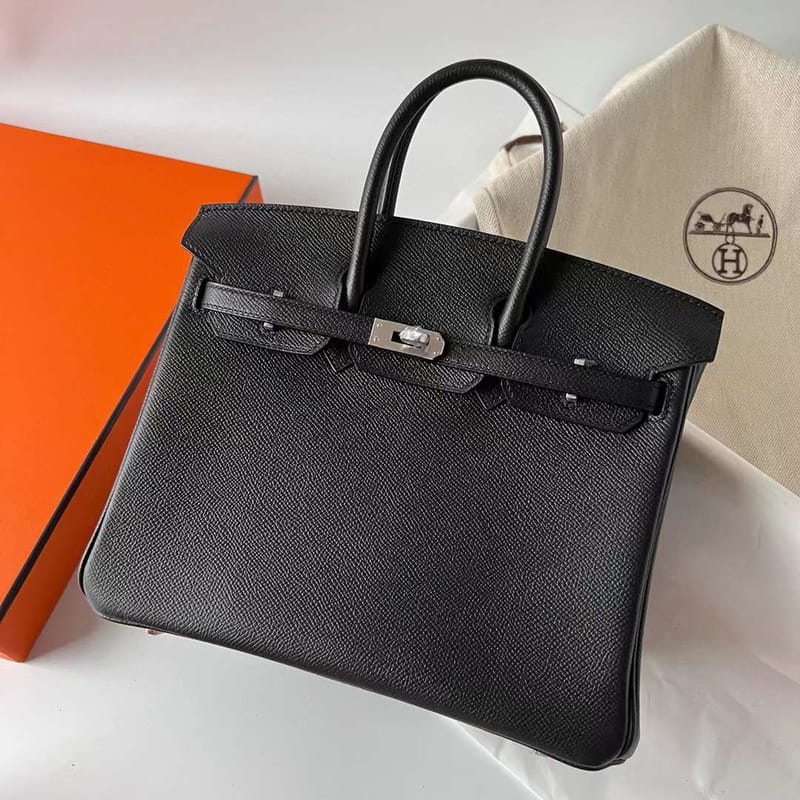 BIRKIN EPSOM CK89 BLACK SILVER HARDWARE PHW 25CM FULL HANDMADE