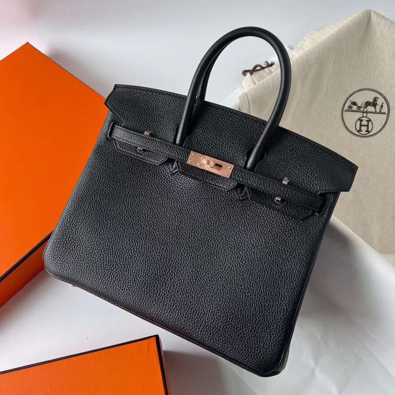 BIRKIN TOGO CK89 BLACK ROSE GOLD HARDWARE RGHW 25CM FULL HANDMADE