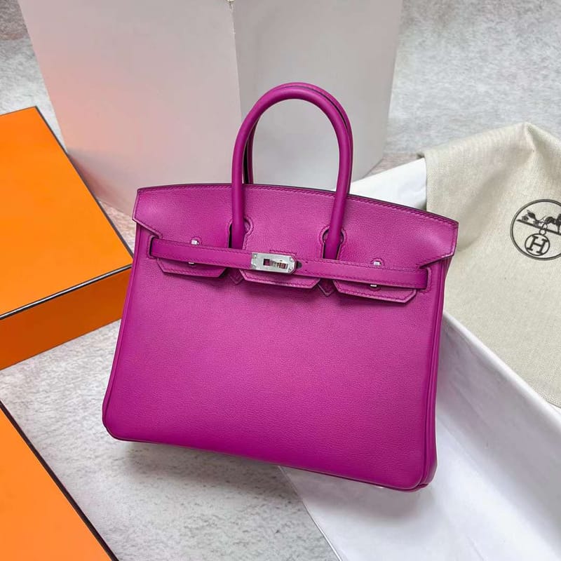 BIRKIN SWIFT L3 ROSE PURPLE SILVER HARDWARE PHW 25CM FULL HANDMADE