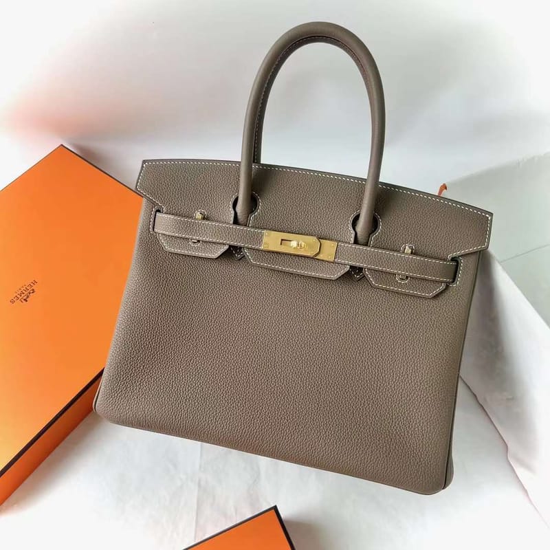 BIRKIN TOGO CK18 ETOUPE GREY GOLD HARDWARE 30CM FULL HANDMADE GHW