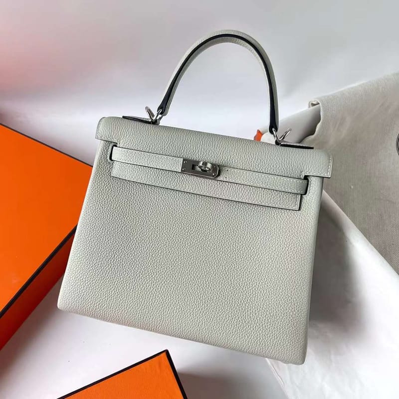 Kelly 25cm Togo 0w Crystal Grey Silver Hardware Phw Full Handmade