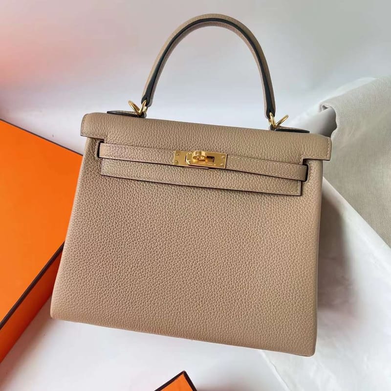 KELLY TOGO S2 LIGHT KHAKI GOLD HARDWARE GHW 25CM FULL HANDMADE