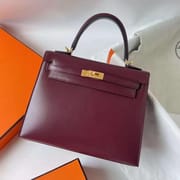 KELLY BOX CK57 BORDEAUX RED GOLD HARDWARE GHW 25CM FULL HANDMADE