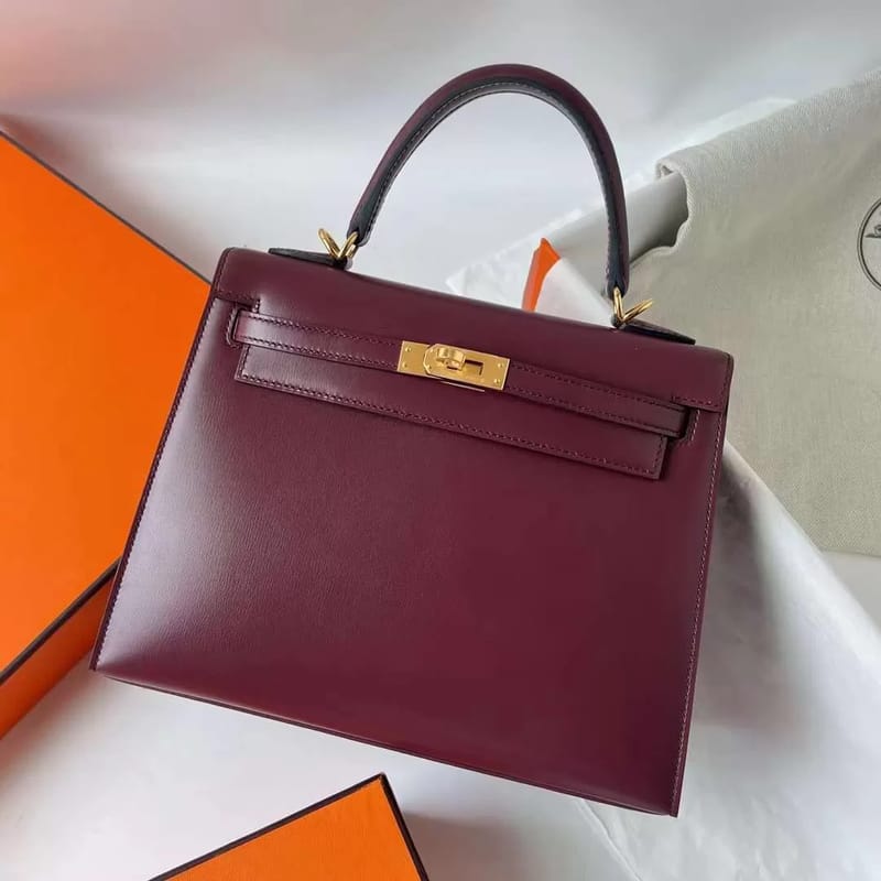 Kelly 25cm Box Ck57 Bordeaux Red Gold Hardware Ghw Full Handmade