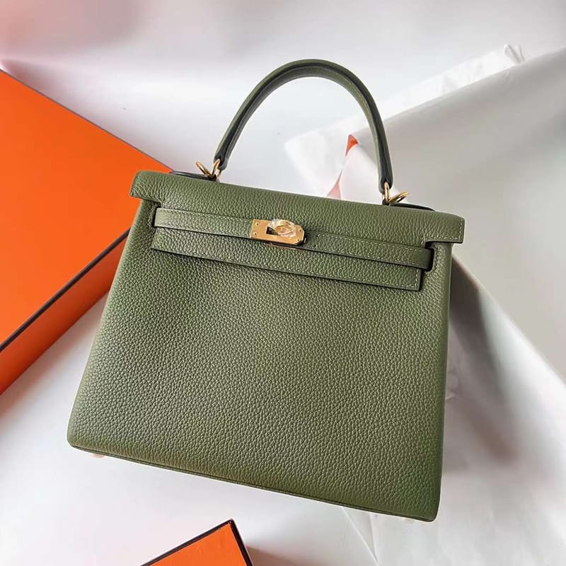 KELLY TOGO V6 JUNGLE GREEN GOLD HARDWARE GHW 25CM FULL HANDMADE