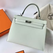 KELLY EPSOM 0S LIGHT GREEN SILVER HARDWARE PHW 25CM FULL HANDMADE