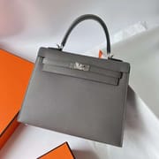 KELLY EPSOM 0L GRIS SILVER HARDWARE PHW 25CM FULL HANDMADE