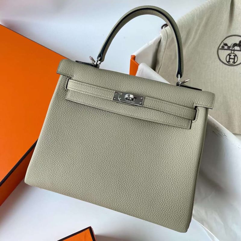 KELLY TOGO Q1 SAGE GREEN SILVER HARDWARE PHW 25CM FULL HANDMADE