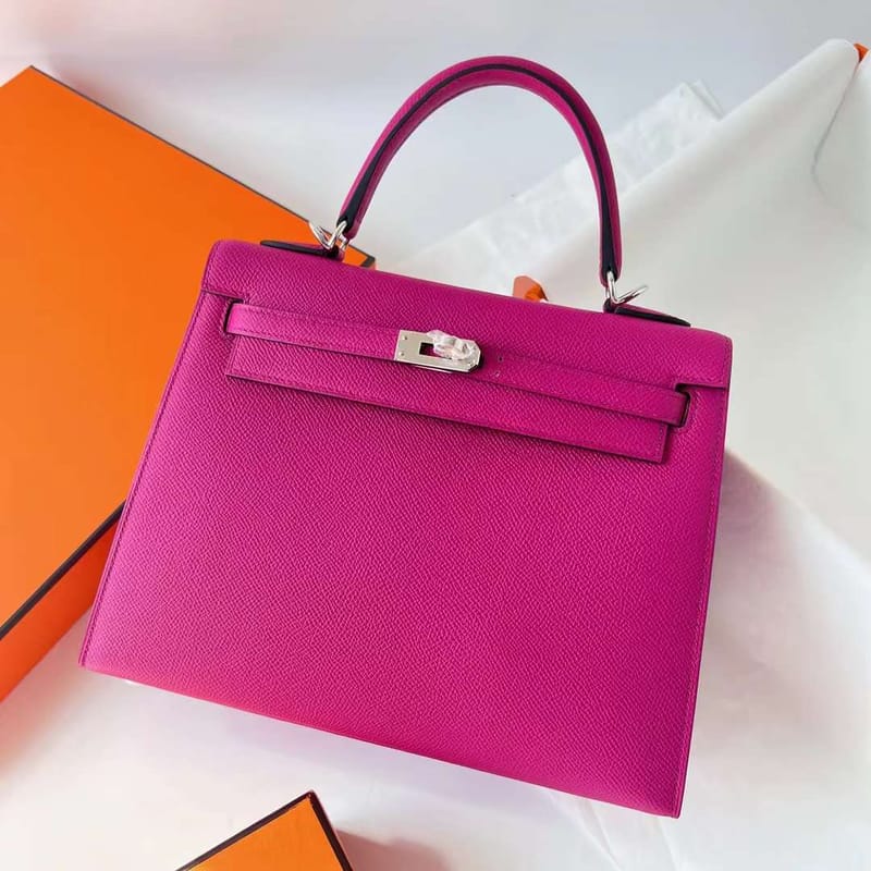 Kelly 25cm Epsom L3 Rose Purple Silver Hardware Phw Full Handmade