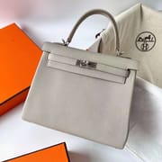 KELLY TOGO CK80 PEARL GREY SILVER HARDWARE PHW 25CM FULL HANDMADE