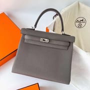 KELLY TOGO 8F TINWARE GREY SILVER HARDWARE PHW 25CM FULL HANDMADE