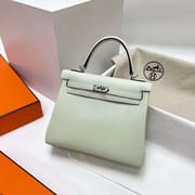 KELLY SWIFT 0S LIGHT GREEN SILVER HARDWARE PHW 25CM FULL HANDMADE