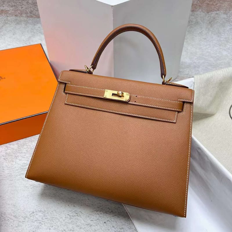KELLY EPSOM CK37 GOLDEN BROWN GOLD HARDWARE GHW 28CM FULL HANDMADE