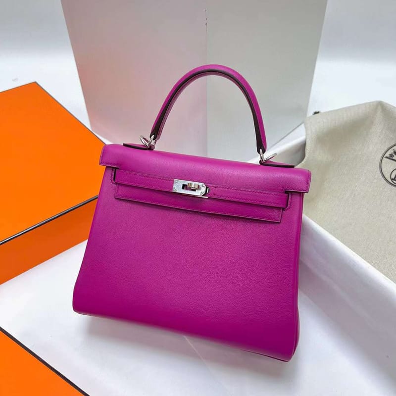 KELLY SWIFT L3 ROSE PURPLE SILVER HARDWARE PHW 25CM FULL HANDMADE