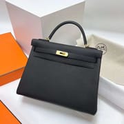 KELLY TOGO CK89 BLACK GOLD HARDWARE GHW 32CM FULL HANDMADE