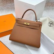 KELLY TOGO CK37 GOLDEN BROWN GOLD HARDWARE GHW 28CM FULL HANDMADE