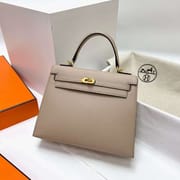 KELLY EPSOM 2S LIGHT KHAKI GOLD HARDWARE GHW 25CM FULL HANDMADE
