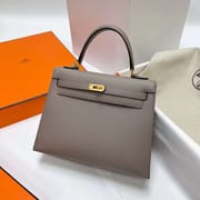 KELLY EPSOM M8 GRIS ASHPITE GOLD HARDWARE GHW 25CM FULL HANDMADE