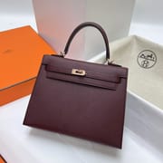 KELLY EPSOM CK57 BORDEAUX RED ROSE GOLD HARDWARE 25CM FULL HANDMADE
