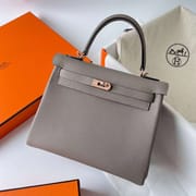 KELLY TOGO M8 GRIS ASHPITE ROSE GOLD HARDWARE RGHW 25CM FULL HANDMADE