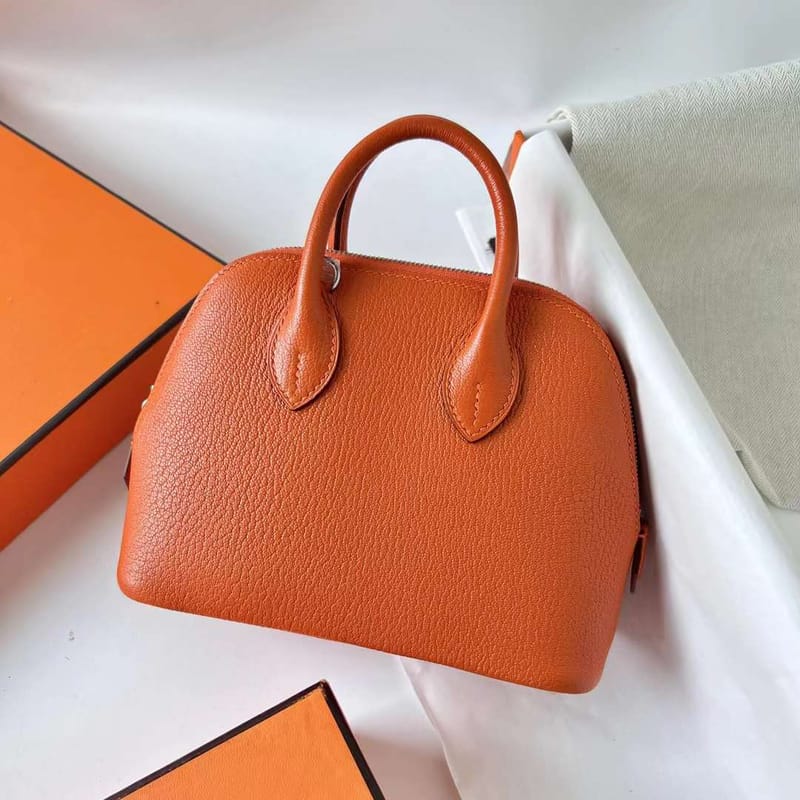 MINI BOLIDE CHEVRE CK93 ORANGE SILVER HARDWARE PHW 20CM FULL HANDMADE