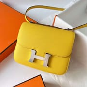 CONSTANCE EPSOM 9O NAPLES YELLOW SILVER HARDWARE PHW 18CM FULL HANDMADE