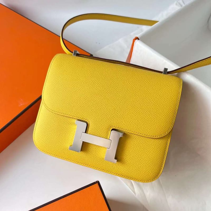 Constance 18cm Epsom 9o Naples Yellow Silver Hardware Phw Full Handmade