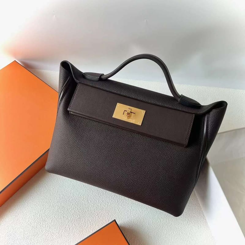 KELLY 2424 MAURICE & SWIFT 47 CHOCOLATE GOLD HARDWARE 29CM FULL HANDMADE GHW